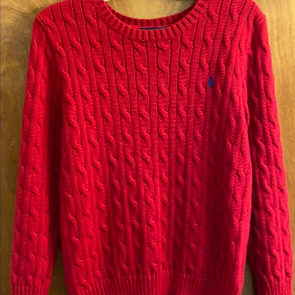 Red polo sweater size 10/12 boys